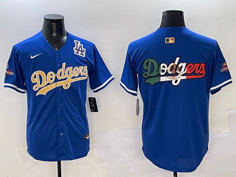 Men Los Angeles Dodgers Blank Blue Champion gold character 2025 Nike MLB Jersey style 10